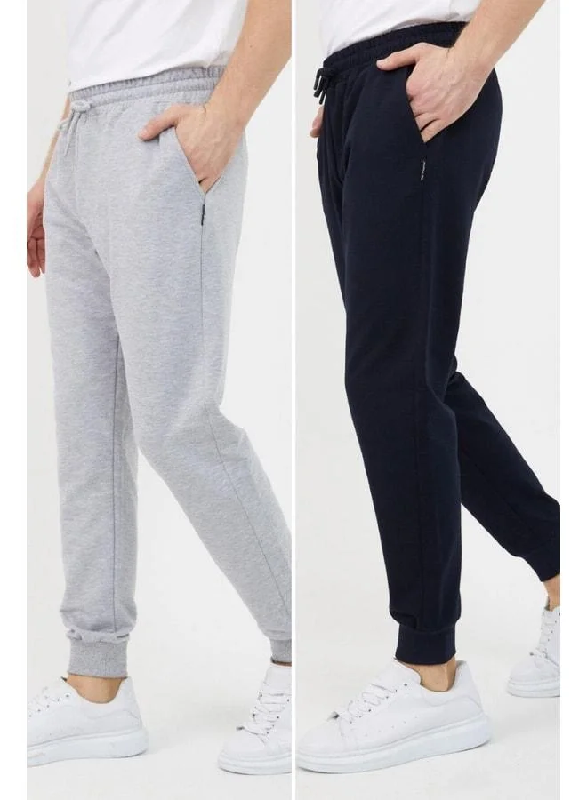 Mmetalic Men's Black-Anthracite Sweatpants with Pocket, Standard Fit, Comfortable Cut.