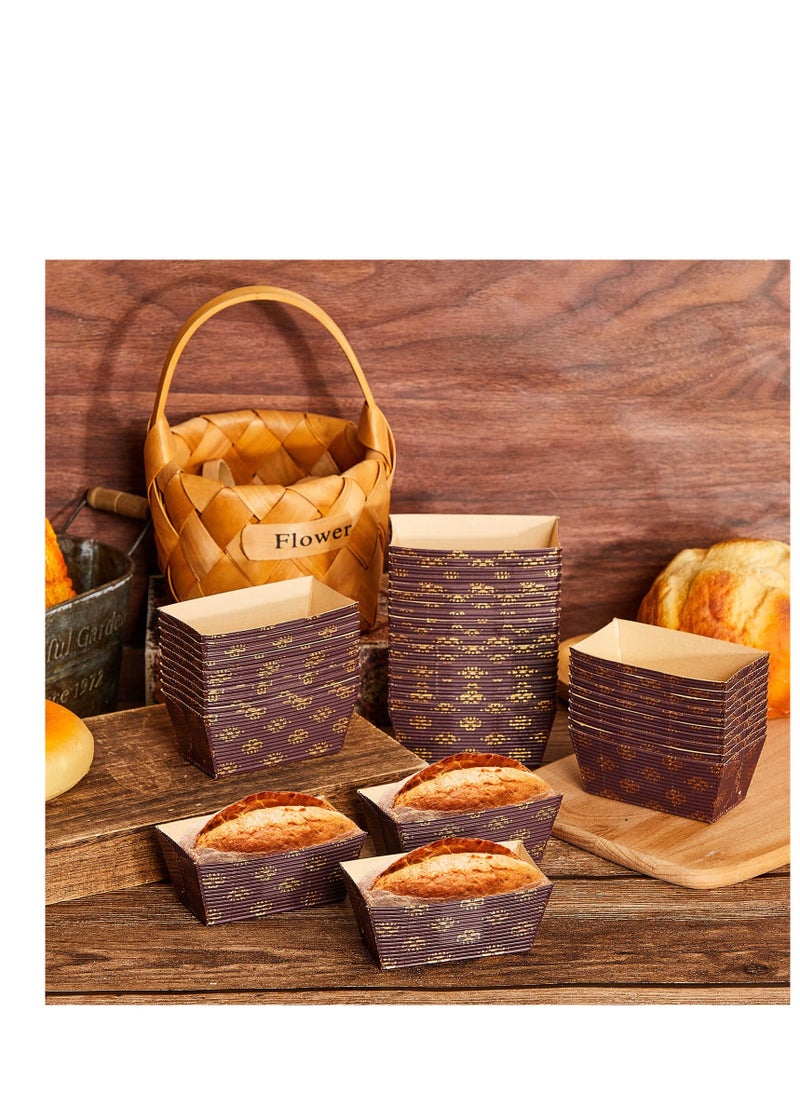 SYOSI - Mini Paper Loaf Pans, 50 Pieces Disposable Paper Baking Loft Pans, Paper Rectangle Paper Baking Pans for Quick Bread Small Pumpkin Breads, Microwave Oven Freezer Safe (3.1 x 1.5 x 1.7 Inch) - Image 1