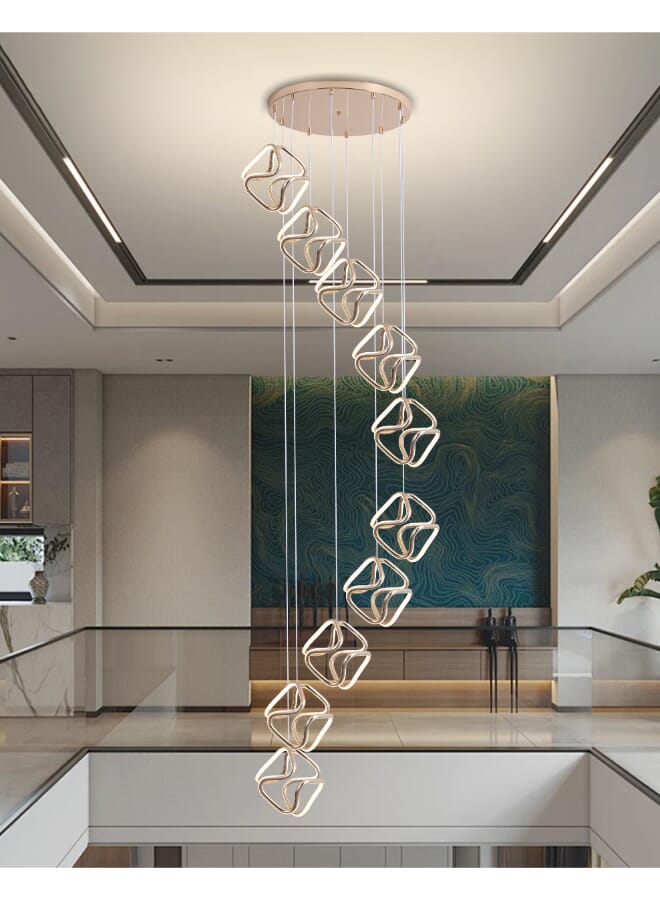 بيست باور ثريا ليد حديثة 6889-10 بـ 10 لمبات، 3 مستويات إضاءة، طول قابل للتعديل 250 سم، 414 واط – إضاءة أنيقة لغرفة المعيشة وغرفة الطعام وغرفة النوم - Image 1