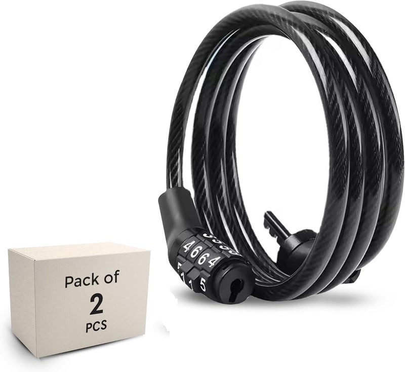 Robustt Keyless Numeric Bike Cable Lock - Pack of 2 | Preset Combination | Heavy Duty Anti-Theft Protection | Multi-Purpose Lock for Bike, Bicycle, Helmet, Luggage Fast & slow shipment compatible - Image 1