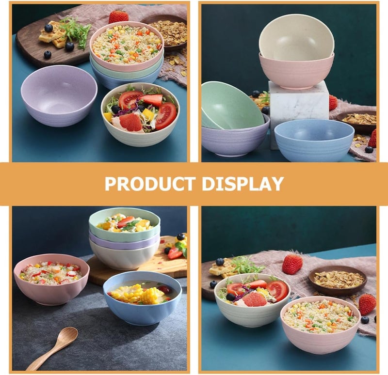 Wheat Straw Salad and Soup Bowls Set 5pcs 13.5cm Food-grade Household Serving Bowls Multi-color Sturdy for Home Kitchen Dining - Image 5