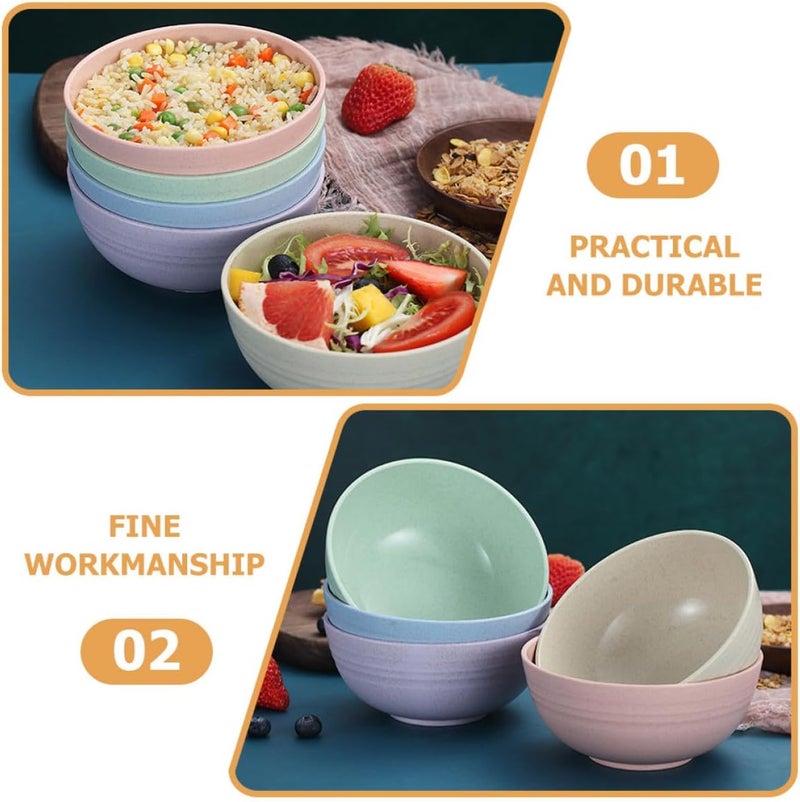 Wheat Straw Salad and Soup Bowls Set 5pcs 13.5cm Food-grade Household Serving Bowls Multi-color Sturdy for Home Kitchen Dining - Image 3