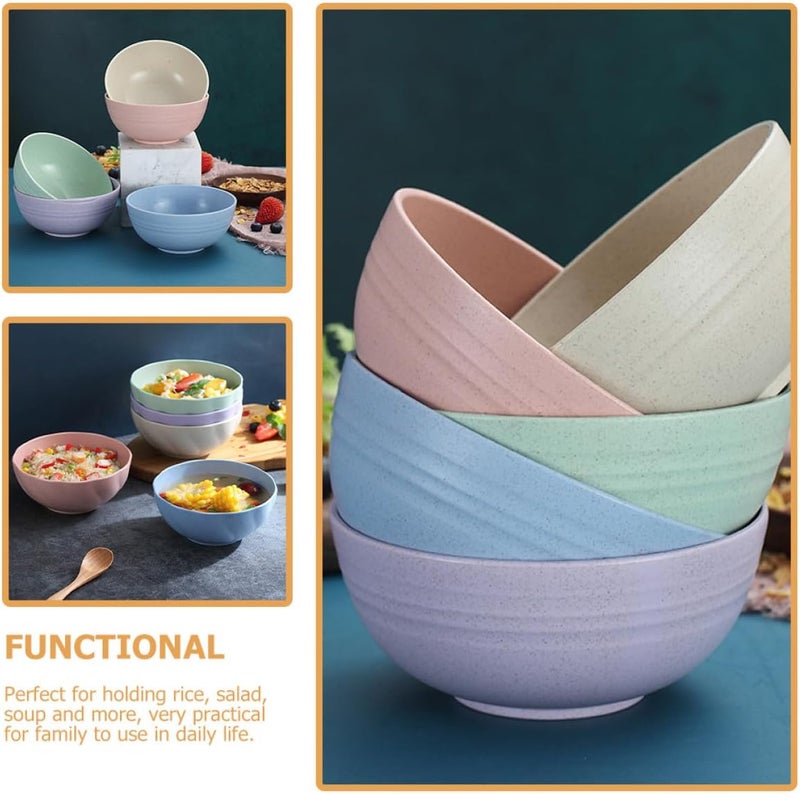 Wheat Straw Salad and Soup Bowls Set 5pcs 13.5cm Food-grade Household Serving Bowls Multi-color Sturdy for Home Kitchen Dining - Image 4