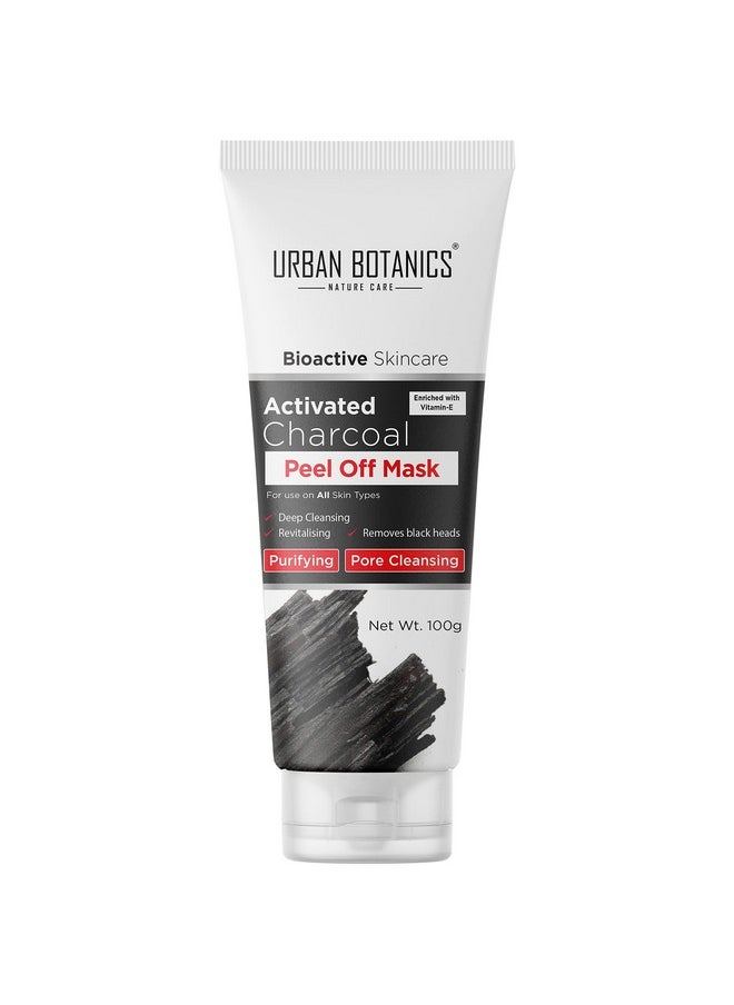 UrbanBotanics Activated Charcoal Peel Of Mask For Men & Women With Vitamin E For Deep Pore Cleansing, Removing Blackheads And Whiteheads & Fresh Glowing Skin, No Parabens & Sulphates, 100G  - Image 1