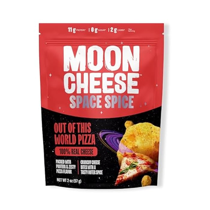 Moon Cheese Space Spice, Variety Pack, Crunchy, Protein-Rich Cheese Snack, Keto Friendly, 100% Real Cheese, Low Carb, Gluten-Free, Low Sugar, 2 Oz bags (Pack of 3, 1 of Each Flavor) - Image 2