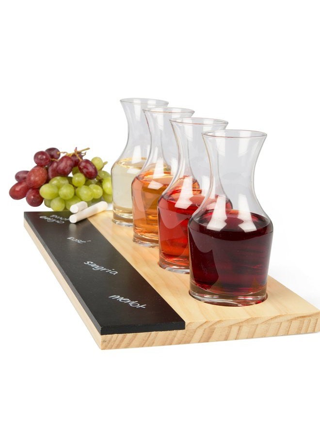 DECO Wine Tasting Flight Sampler Board - Set Includes Four 6 oz Decanter Glasses and Wood Paddle with Chalkboard for Labeling -Great for Winery Taste Testing & Date Idea- Housewarming & Wedding Gift - Image 5