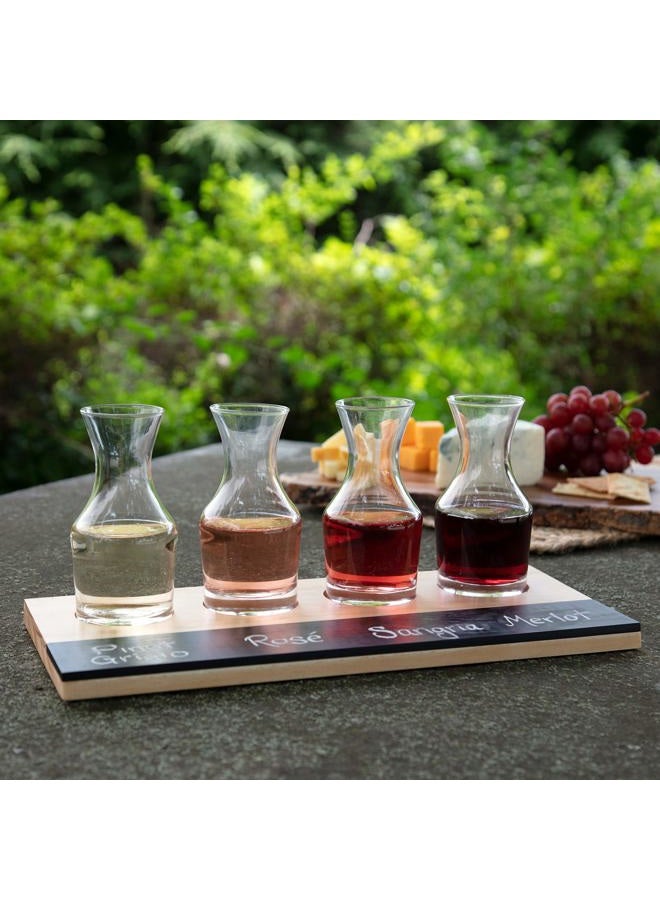 DECO Wine Tasting Flight Sampler Board - Set Includes Four 6 oz Decanter Glasses and Wood Paddle with Chalkboard for Labeling -Great for Winery Taste Testing & Date Idea- Housewarming & Wedding Gift - Image 3