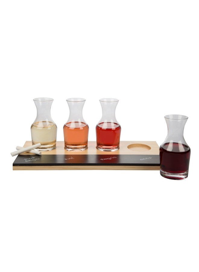 DECO Wine Tasting Flight Sampler Board - Set Includes Four 6 oz Decanter Glasses and Wood Paddle with Chalkboard for Labeling -Great for Winery Taste Testing & Date Idea- Housewarming & Wedding Gift - Image 4