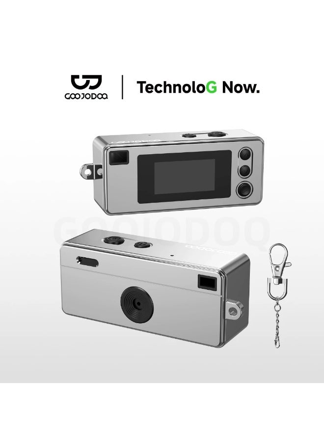 GOOJODOQ Thumb Camera Retro CCD Mini Digital Camera with CCD Sensor, Portable Keychain Camera, Supports Up to 32GB TF Card, Vintage Style Mini Pocket Camera for Travel, Daily Photography, Gifts, Vlogging and Outdoor Adventures, Silver - Image 1