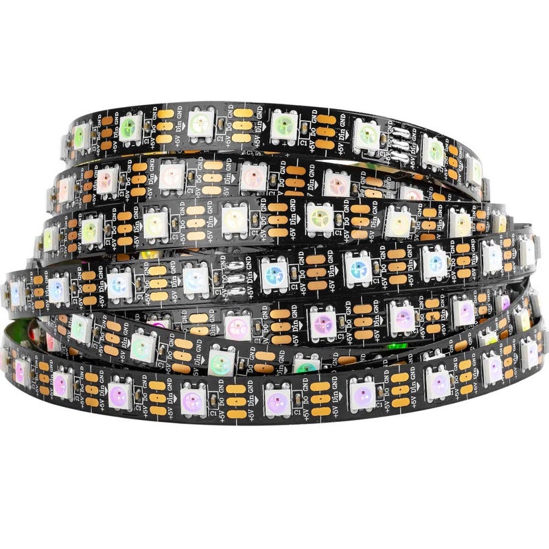 BTF-LIGHTING WS2812B IC RGB 5050SMD Pure Gold Individual Addressable LED Strip 16.4FT 300LED 60Pixel/m Flexible Full Color IP30 DC5V for DIY Chasing Color Project(No Adapter or Controller) - Image 1