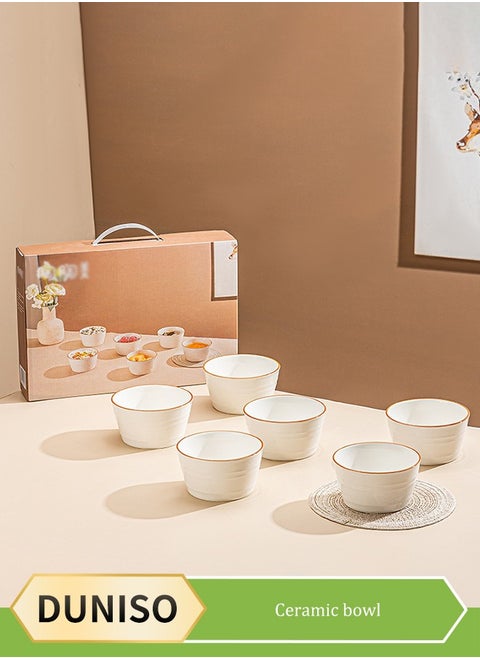 6 Pcs Porcelain Dinnerware Set,Home Tableware Set,Premium Serving Bowls Set,High Temperature Resistance, Easy To Clean，For Oven And Dishwasher And Microwave Safe