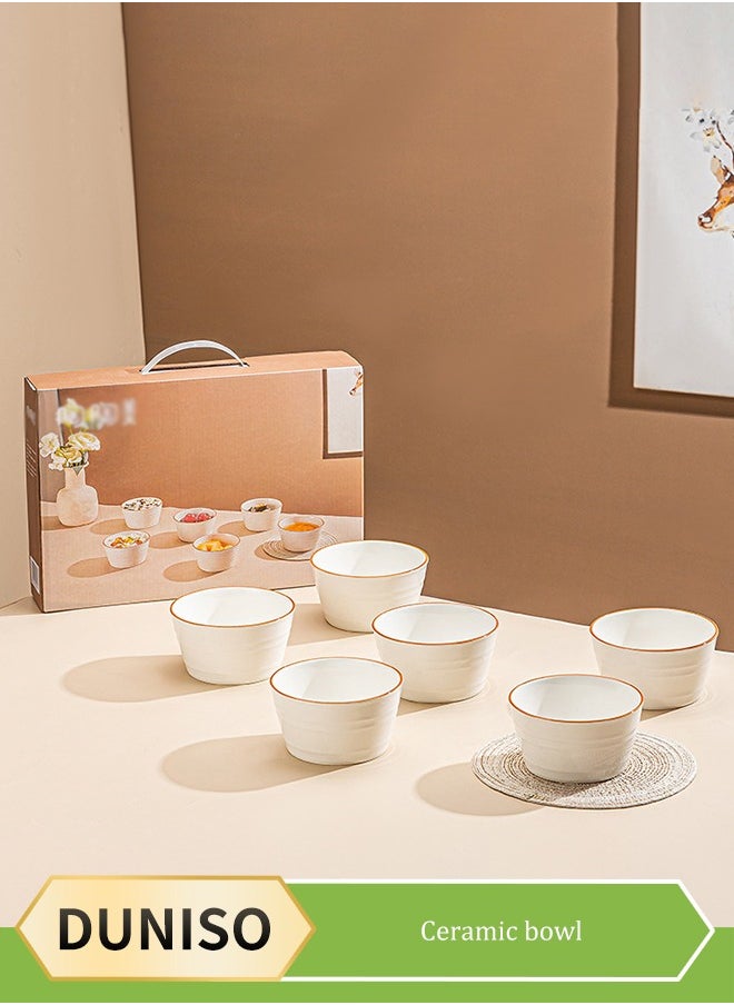 DUNISO 6 Pcs Porcelain Dinnerware Set,Home Tableware Set,Premium Serving Bowls Set,High Temperature Resistance, Easy To Clean，For Oven And Dishwasher And Microwave Safe  - Image 1