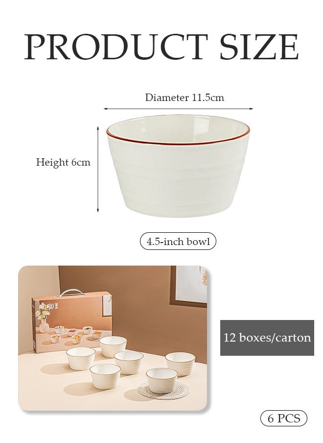 DUNISO 6 Pcs Porcelain Dinnerware Set,Home Tableware Set,Premium Serving Bowls Set,High Temperature Resistance, Easy To Clean，For Oven And Dishwasher And Microwave Safe  - Image 2
