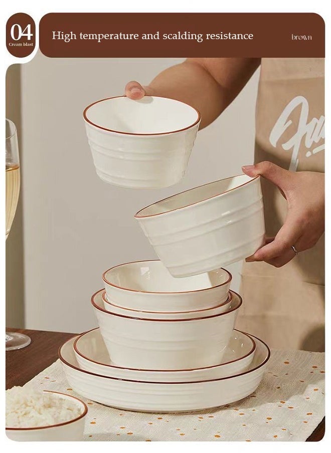 DUNISO - 6 Pcs Porcelain Dinnerware Set,Home Tableware Set,Premium Serving Bowls Set,High Temperature Resistance, Easy To Clean，For Oven And Dishwasher And Microwave Safe - Image 1