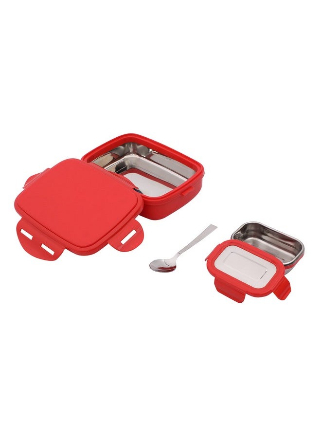 JAYPEE JAYPEE Stainless Steel Insulated Lunch Box Wavesteel Jr. Red, 500 ml, Airtight Tiffin Box for School Kids |Spillproof with Silicon Seal |Food Grade | BPA Free  - Image 3