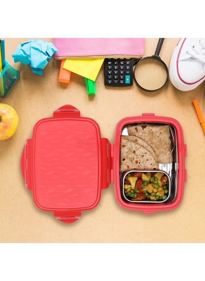 JAYPEE JAYPEE Stainless Steel Insulated Lunch Box Wavesteel Jr. Red, 500 ml, Airtight Tiffin Box for School Kids |Spillproof with Silicon Seal |Food Grade | BPA Free  - Image 2
