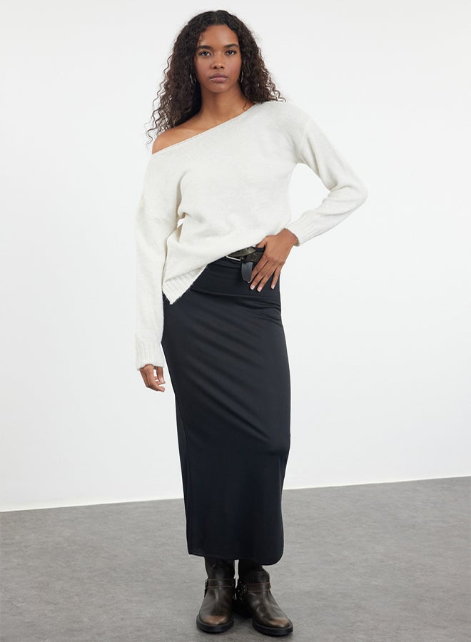 trendyol Stone Wool Boat Neck Basic Knitwear Sweater - Image 2