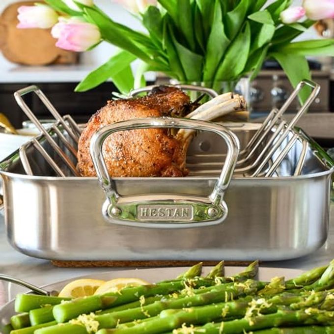 Hestan Provisions  14.5" Classic Clad Roaster with Stainless Steel Rack - Image 5