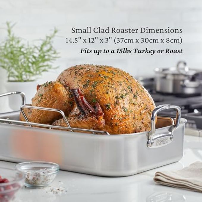 Hestan Provisions  14.5" Classic Clad Roaster with Stainless Steel Rack - Image 3