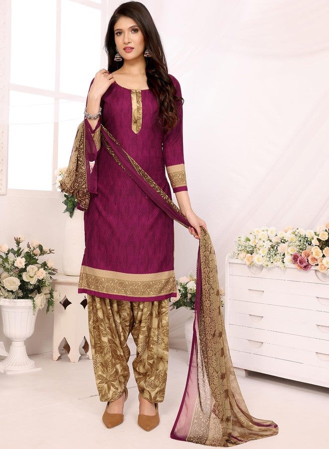 Yashika Women's Crepe Dress Material Set for Women | Unstitched Printed Fabric for Kurta Bottom & Dupatta (YS-JAZZY PURPLE-CHILPA MAROON) - Image 4