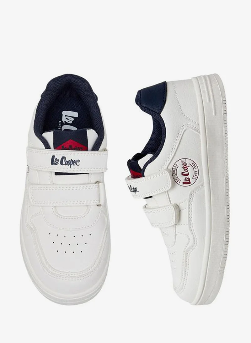 Lee Cooper WHITE Boys Panelled Hook & Loop Ankle School Sneakers for Men | Best Price UAE