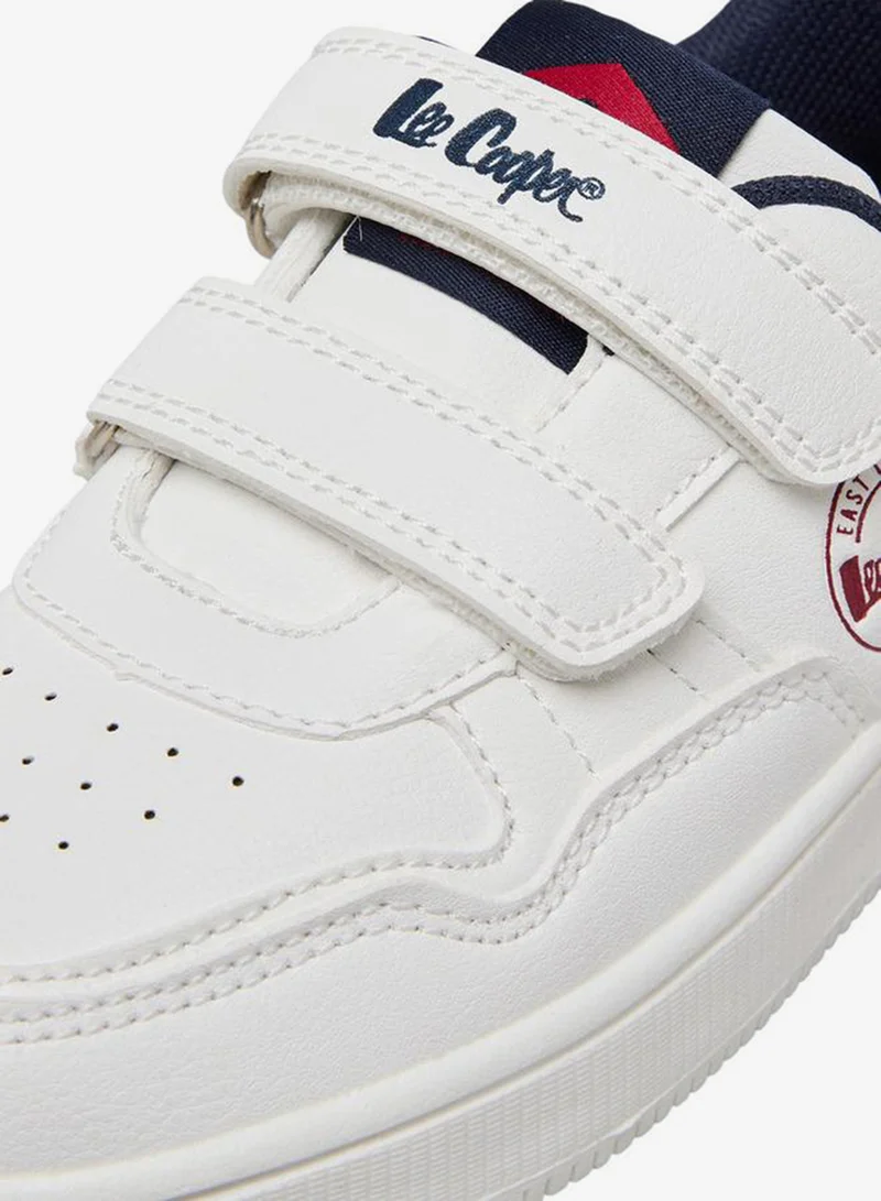 Lee Cooper WHITE Boys Panelled Hook & Loop Ankle School Sneakers for Men | Best Price UAE