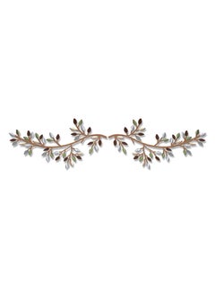 Excefore Metal Tree Leaf Wall Decor, Vine Olive Branch Leaf Wall Art Wrought Iron Scroll Above The Bed, Living Room, Outdoor Decoration (2 Pcs, Elegant Color)  - Image 1