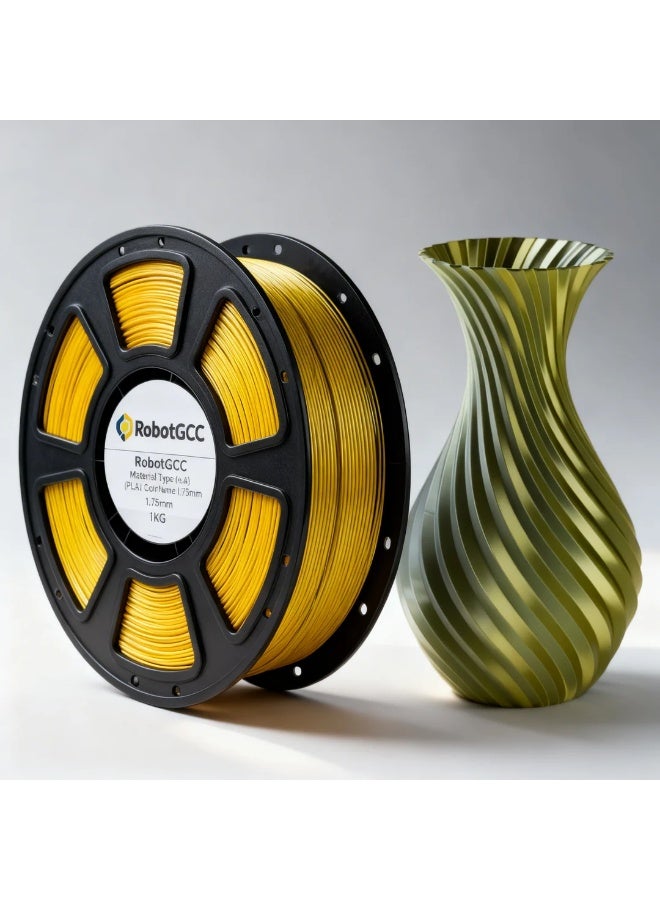 robotgcc Silk PLA Black Gold 1.75mm 3D Printer Filament 1KG Dual Color Silk PLA Filament Metallic Gradient PLA Filament Color Changing PLA Filament Smooth Glossy Finish PLA Material for FDM Printing High Quality PLA Filament Stable Extrusion Consistent Diameter Easy Printing PLA Compatible with Most 3D Printers Decorative Printing Filament for Models Sculptures Cosplay Engineering Prototyping DIY Projects Reliable Layer Adhesion Low Warping Premium Surface Finish Black Gold PLA Filament High Precision Tolerance Strong Bonding Performance Professional 3D Printing Material Universal FDM Filament Spool Long Length High Strength PLA Filament - Image 1