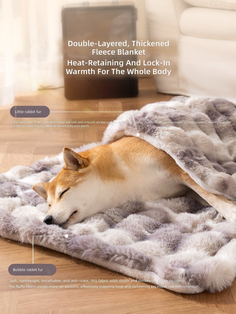 Plush Pet Bed Mat for Dogs and Cats, Warm Winter Blanket, Soft Faux Fur Cushion - Image 5