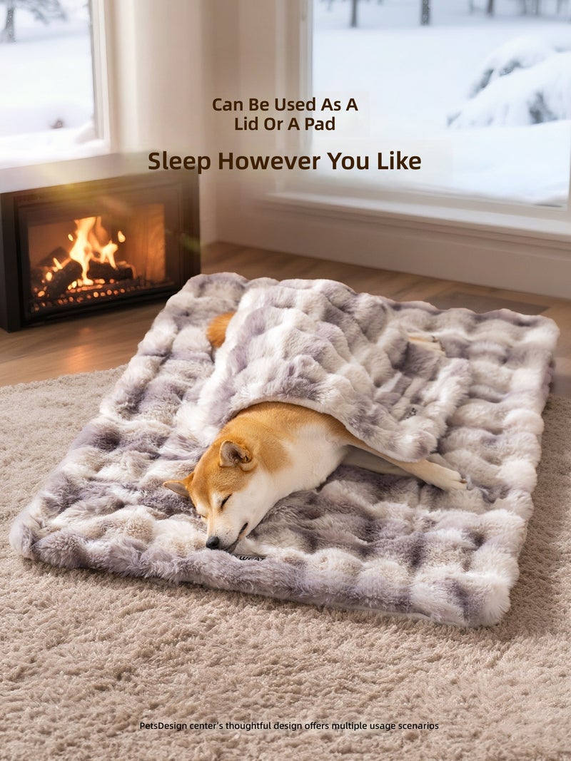 Plush Pet Bed Mat for Dogs and Cats, Warm Winter Blanket, Soft Faux Fur Cushion - Image 3