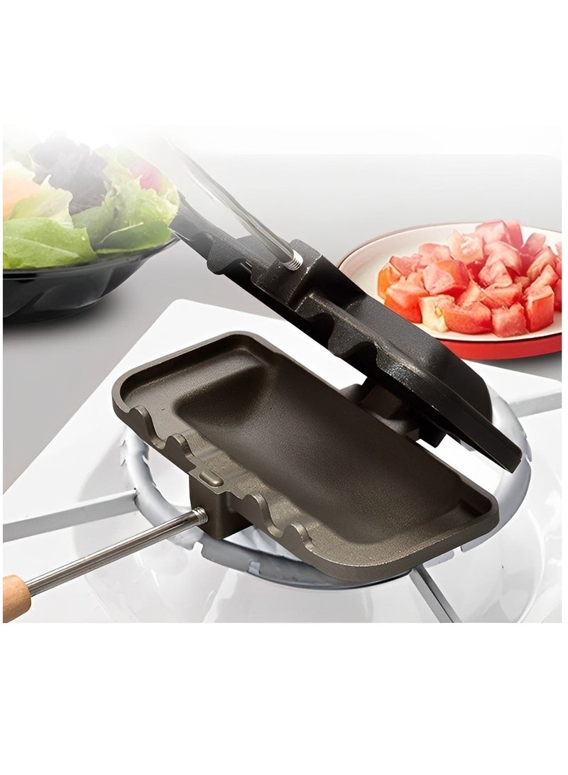 Furtey Double-Sided Sandwich Baking Pan , Removable Sandwich Baking Tray Aluminum Alloy , Sandwich Maker Pan Non-Stick for Breakfast Pancakes Frittatas Toast , Camping Breakfast Pot  - Image 3