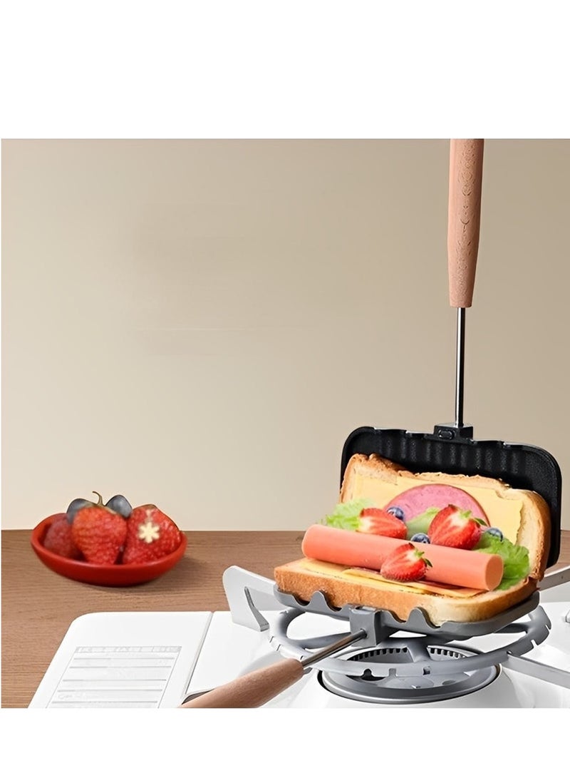 Furtey Double-Sided Sandwich Baking Pan , Removable Sandwich Baking Tray Aluminum Alloy , Sandwich Maker Pan Non-Stick for Breakfast Pancakes Frittatas Toast , Camping Breakfast Pot  - Image 2