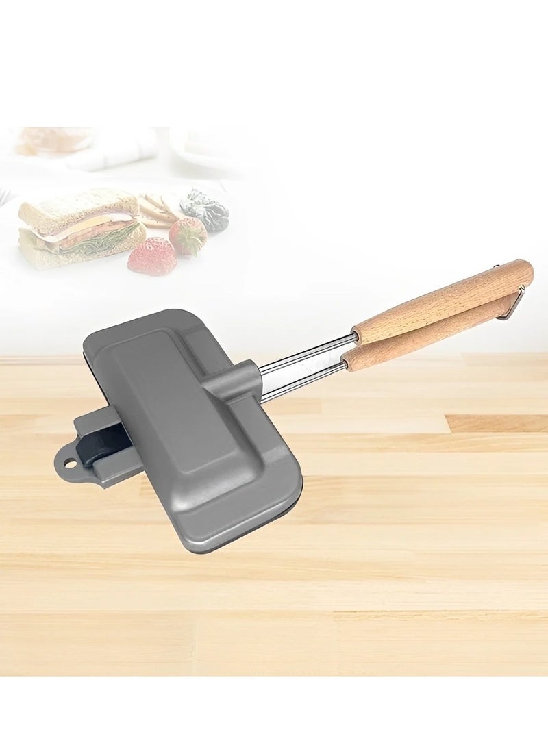 Furtey Double-Sided Sandwich Baking Pan , Removable Sandwich Baking Tray Aluminum Alloy , Sandwich Maker Pan Non-Stick for Breakfast Pancakes Frittatas Toast , Camping Breakfast Pot  - Image 1