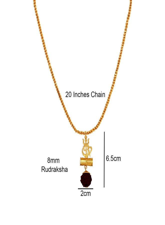Mahi Combo of Trishul Om Pendant with 20 Inch Rope Chain and Rudraksha Bracelet for Men (CO1105151G) - Image 4