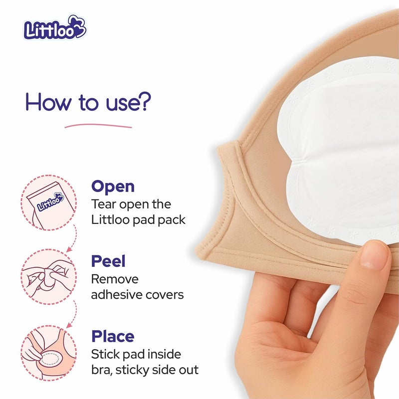 Littloo Ultra Thin Disposable Nursing Breast Pads - 12 Count (Pack of 2) | Super Absorbent, Individually Wrapped, Leak-Proof & Soft | Lightweight, Waterproof & Breathable - Image 4
