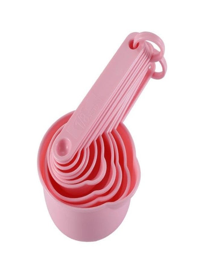Hotsyang Pink Measuring Cups and Spoons Set, Plastic Measuring Cups and Spoons Set for Baking & Kitchen, Metric & US 5 Measure Cup and 6 Measure Spoon for Kids - Image 2