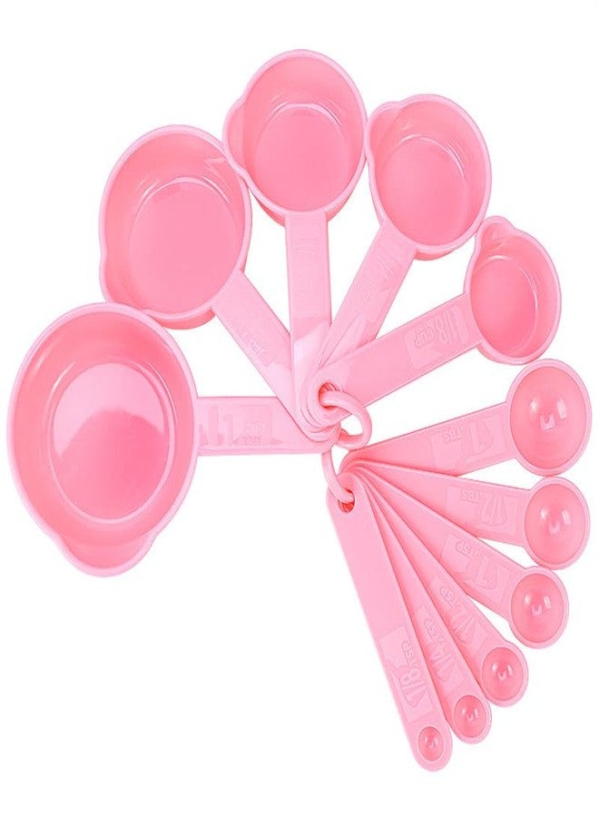 Hotsyang Pink Measuring Cups and Spoons Set, Plastic Measuring Cups and Spoons Set for Baking & Kitchen, Metric & US 5 Measure Cup and 6 Measure Spoon for Kids - Image 1