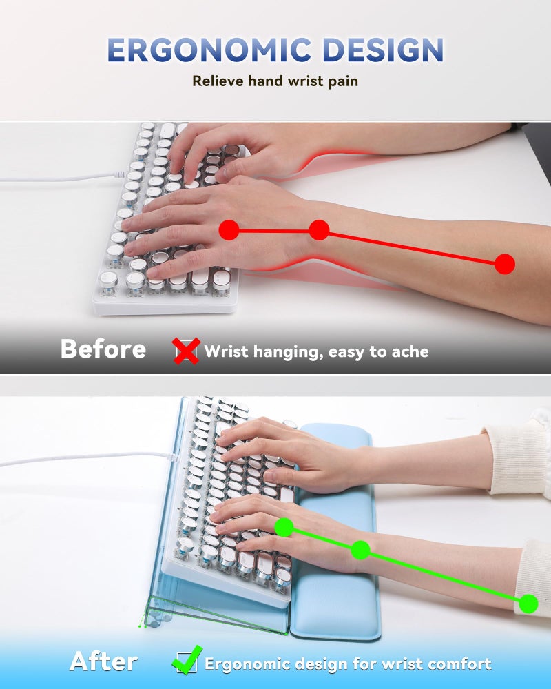 Laborio Computer Keyboard Stand for Desktop, Ergonomic Keyboard Wrist Rest 2-Level Height Adjustment, Non-Slip Key Board Riser Pad for Office, Gaming, and Home Desks - Image 5