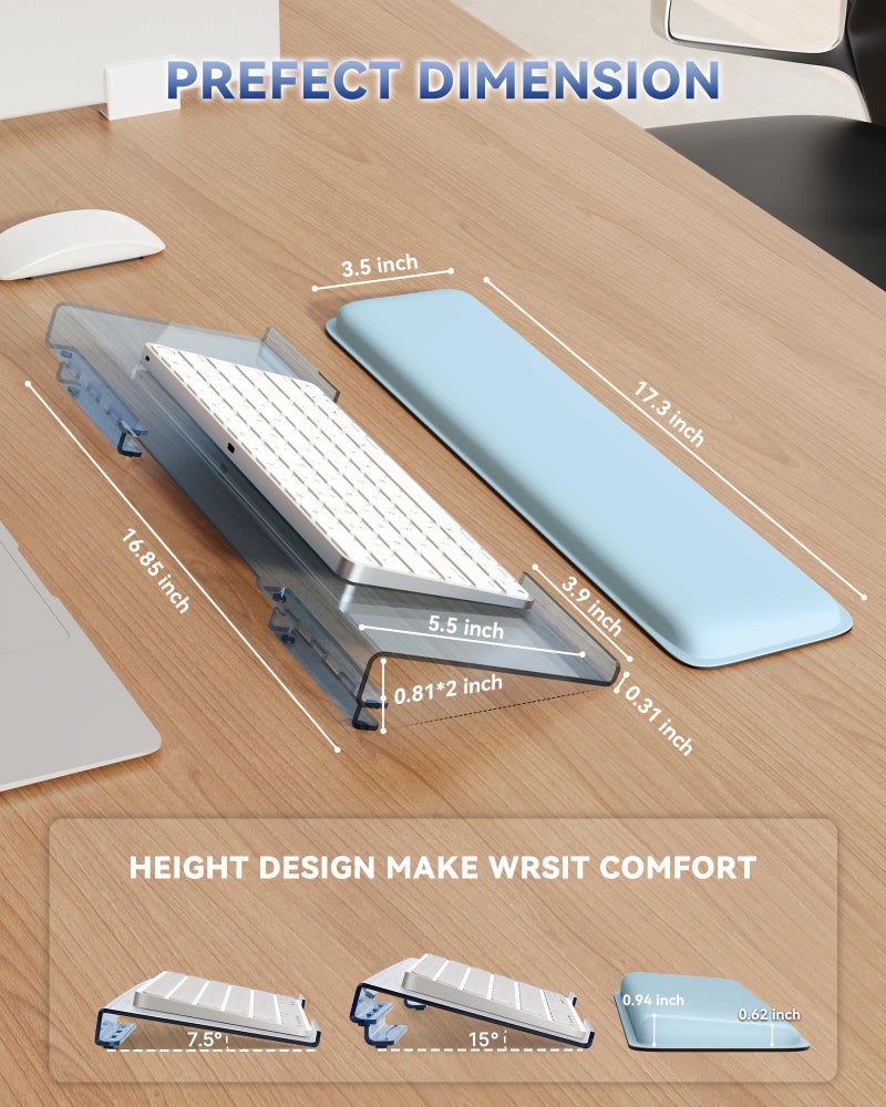 Laborio Computer Keyboard Stand for Desktop, Ergonomic Keyboard Wrist Rest 2-Level Height Adjustment, Non-Slip Key Board Riser Pad for Office, Gaming, and Home Desks - Image 3