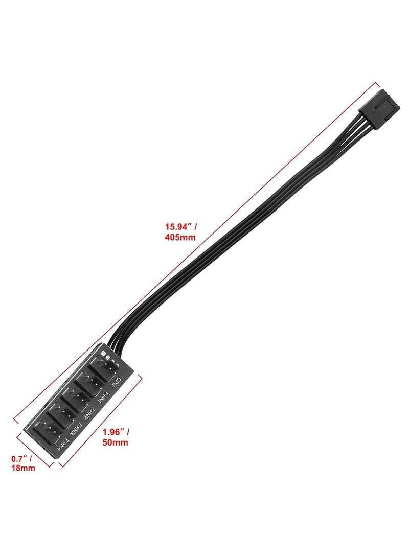 TLAXCA 4-Pin PWM PC Fan Hub كابل إمداد الطاقة من 1 إلى 5 طرق مقسم للكمبيوتر الشخصي للوحة الأم ومروحة تمديد كابل الطاقة لحالة الكمبيوتر ATX 4-Pin و 3-Pin مراوح التبريد  - Image 2