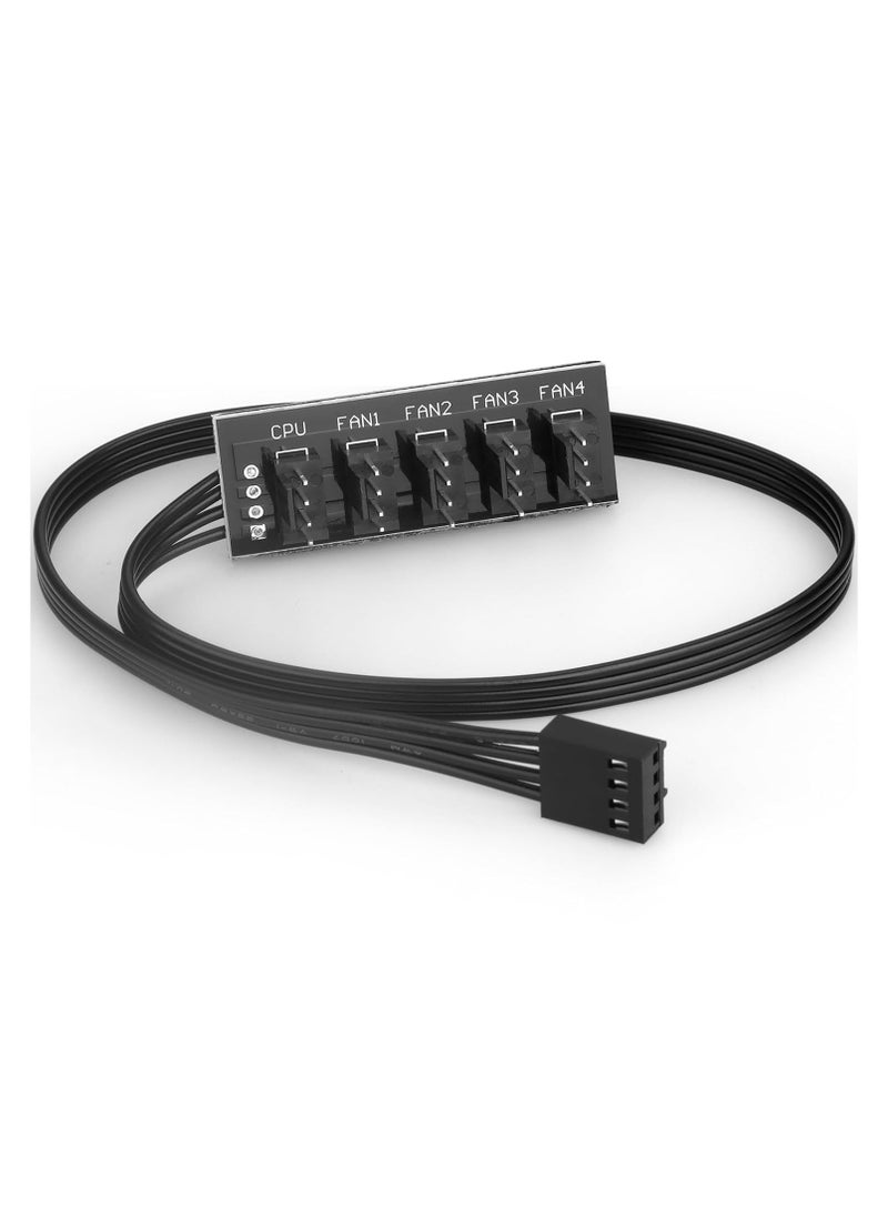 TLAXCA 4-Pin PWM PC Fan Hub كابل إمداد الطاقة من 1 إلى 5 طرق مقسم للكمبيوتر الشخصي للوحة الأم ومروحة تمديد كابل الطاقة لحالة الكمبيوتر ATX 4-Pin و 3-Pin مراوح التبريد  - Image 1