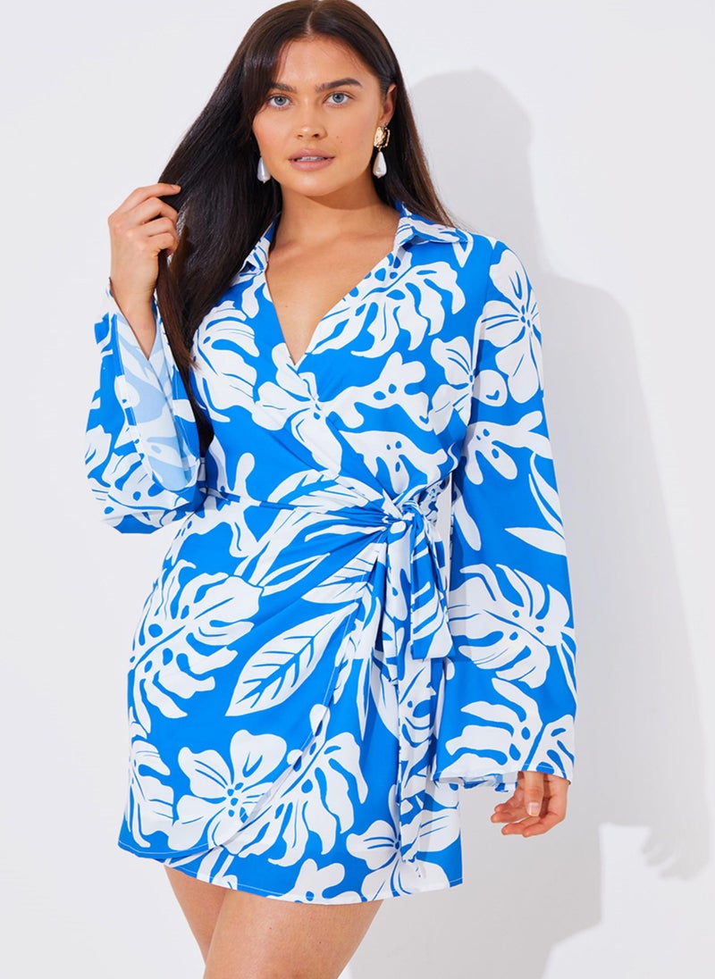 In the style Floral Print Wrap Beachwear Dress - Image 1