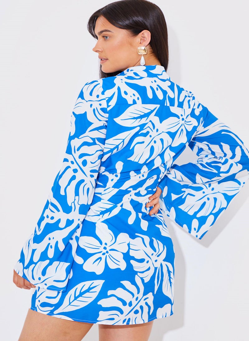 In the style Floral Print Wrap Beachwear Dress - Image 2