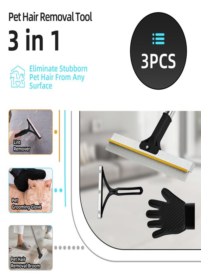 VTOPVMAX Carpet Rake for Pet Hair Removal - Upgraded 2-in-1 Carpet Broom with Copper Scraper & TPU Brush, 54’’ Adjustable Long Handle Reusable Cat Dog Hair Remover Tool for Deep Cleaning Rugs, Mats (Black) - Image 5