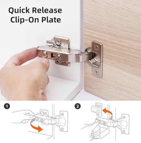 DecoBasics Full Overlay European Soft Close Cabinet Hinges for Kitchen Cabinets (10 Pcs) -105° Frameless Concealed Cabinet Door Hinge -5 Way Adjustability & Clip on Plate for Easy Installation - Image 4
