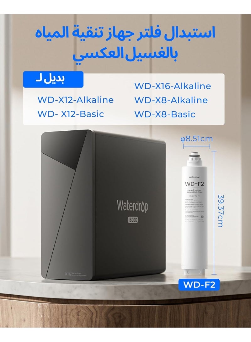 Waterdrop WD-F2 Filter, Replacement for WD-X8-Basic & WD-X8-Alkaline & WD-X12-Basic & WD-X12-Alkaline & WD-X16-Alkaline, 6-month Lifetime - Image 2