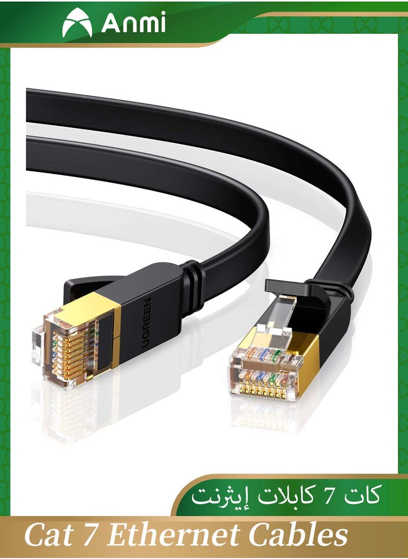 Anmi 5M Cat 7 Ethernet Cable, High Speed Gigabit Flat Lan Network Cable, with RJ45 Gold Plated Connector, 10Gbps 600Mhz Shielded Internet Patch Cord for Switch, Router, Modem  - Image 1