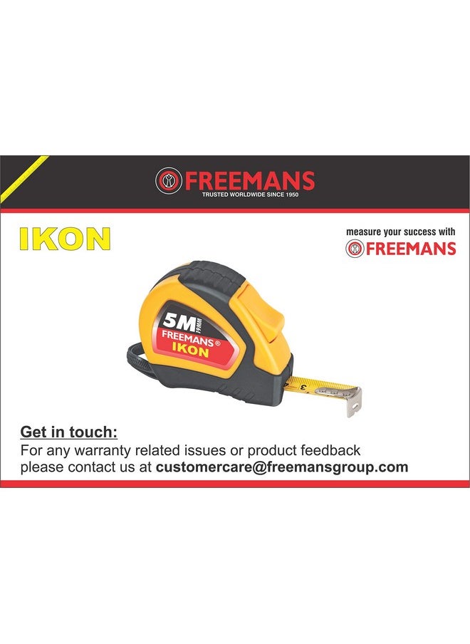 FREEMANS FREEMANS IKON 5m:19mm Steel Inchi Measuring Tape - 5m (Yellow & Black) With Unbreakable ABS case || Soft Grip Bi-material Case || Auto-lock and Belt Clip  - Image 5