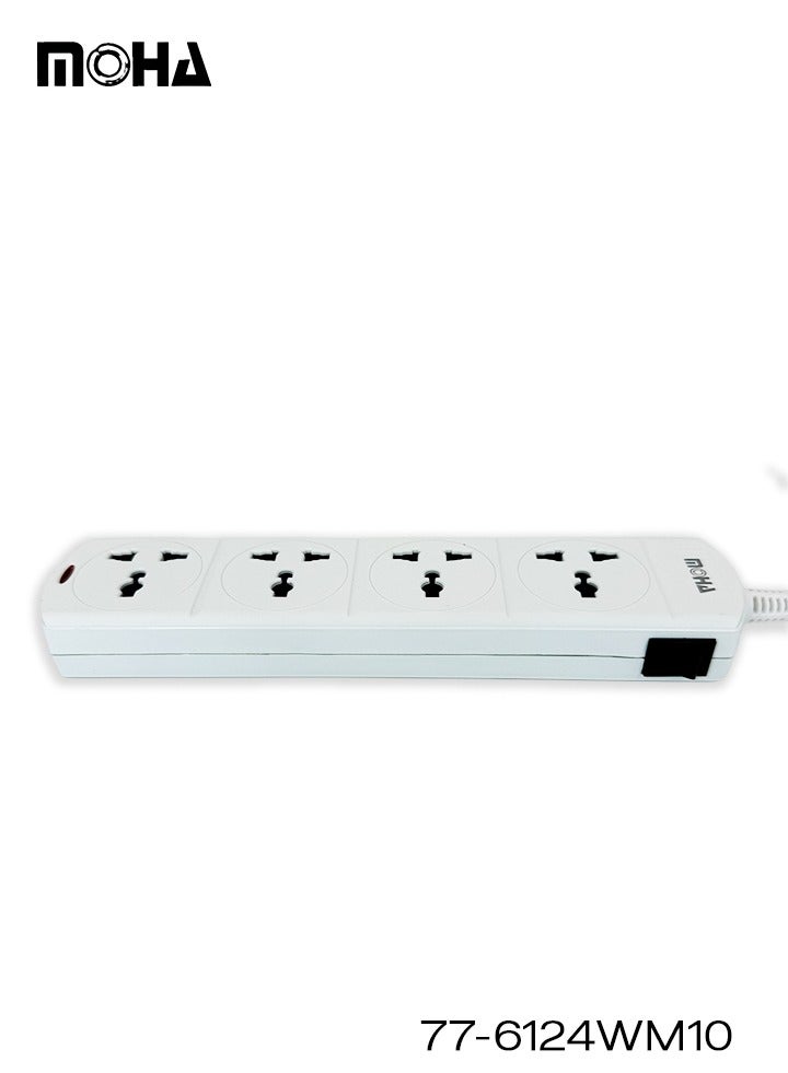 Moha 4-Way Universal Extension Socket – 10 Meter Cable, Single On/Off Switch, Type G UK Plug, 13A 3250W Max, Child-Safe Power Strip for Home & Office - Image 3
