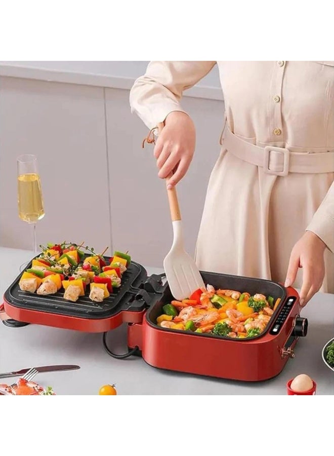 DENX DX3421 1800W Multi-Function Electric Hot Pot Grill 2.5L – Non-Stick Aluminum Tabletop BBQ Grill with Adjustable Thermostat, Sauce Tray & Cool-Touch Handles for Indoor Cooking - Image 3